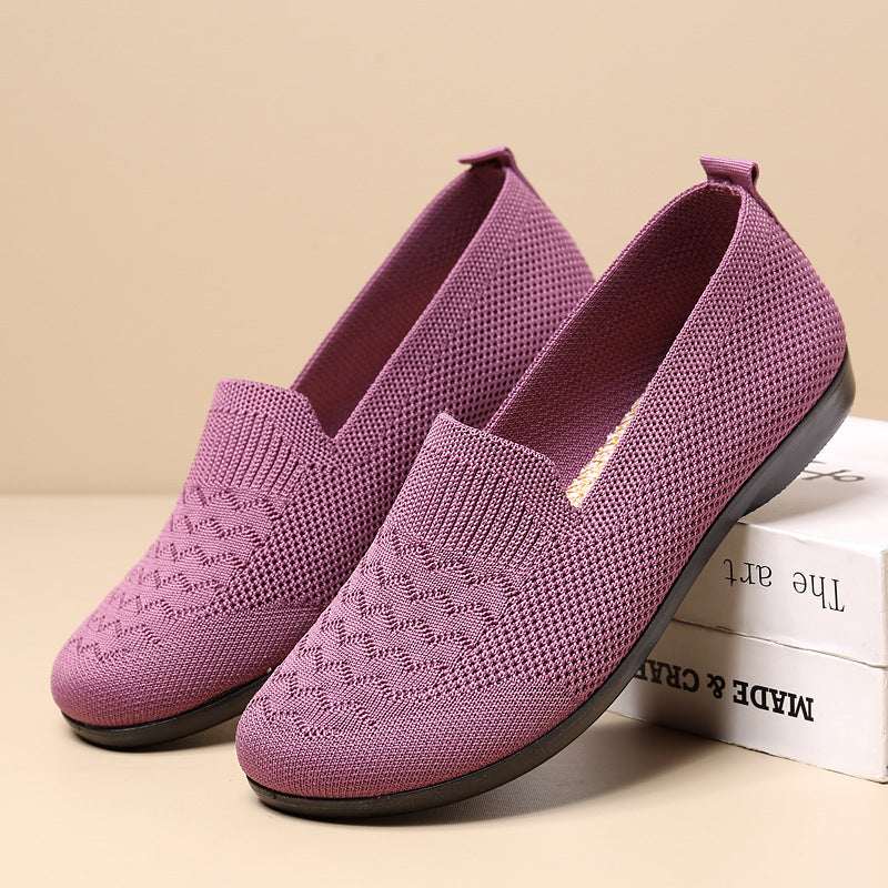 Women's Breathable Flyknit Flat Shoes - Soft Sole