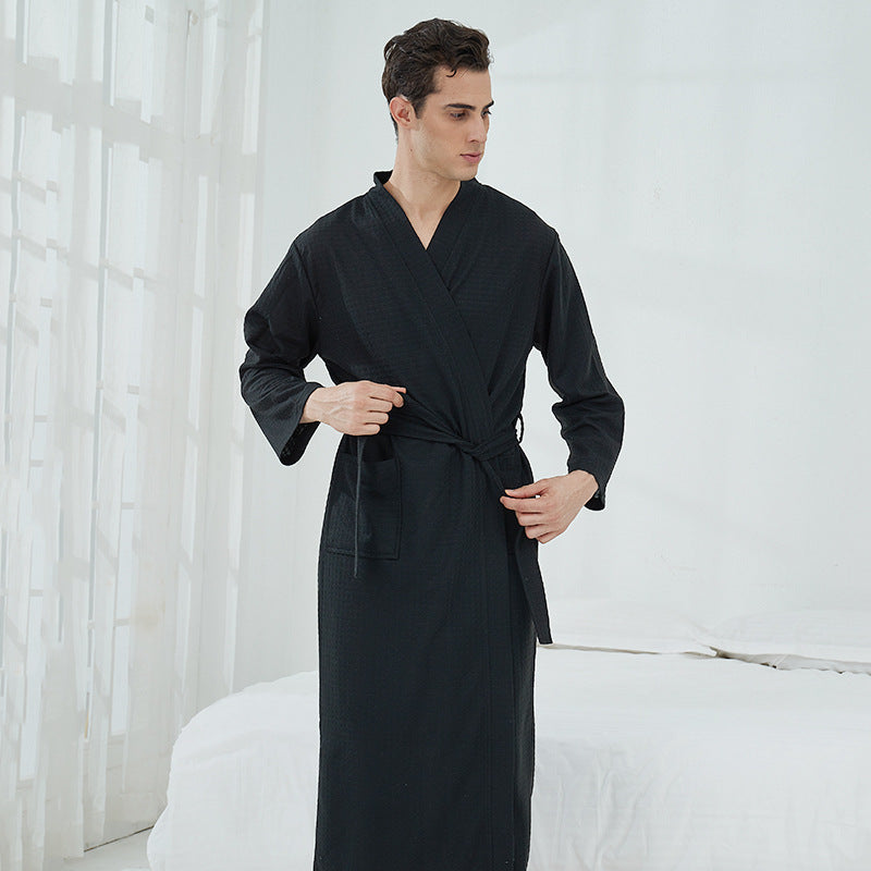 Unisex Couple Bathrobes - Rose Red Waffle Adult Women Men Loungewear Set Multiple Sizes