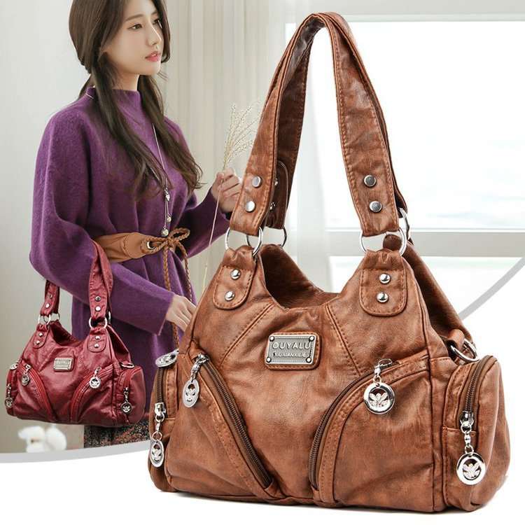 Women's Vintage Soft Leather Crossbody Shoulder Bag – Diagonal Single Strap Handbag