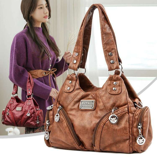 Women's Vintage Soft Leather Crossbody Shoulder Bag – Diagonal Single Strap Handbag
