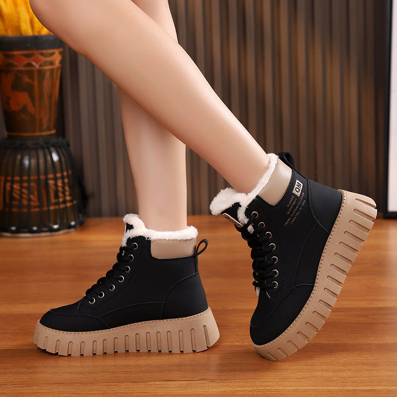Winter Warm Fleece Lace-up Snow Boots Women