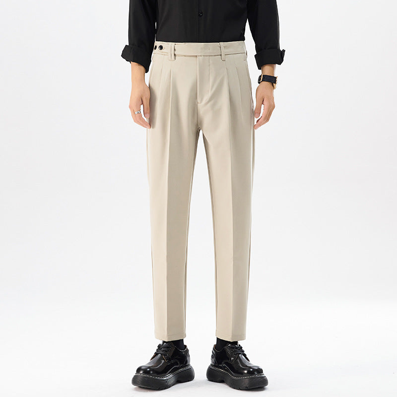 Men's Korean-Style Button-Waist Straight-Leg Trousers | 4 Colours | W28–W38