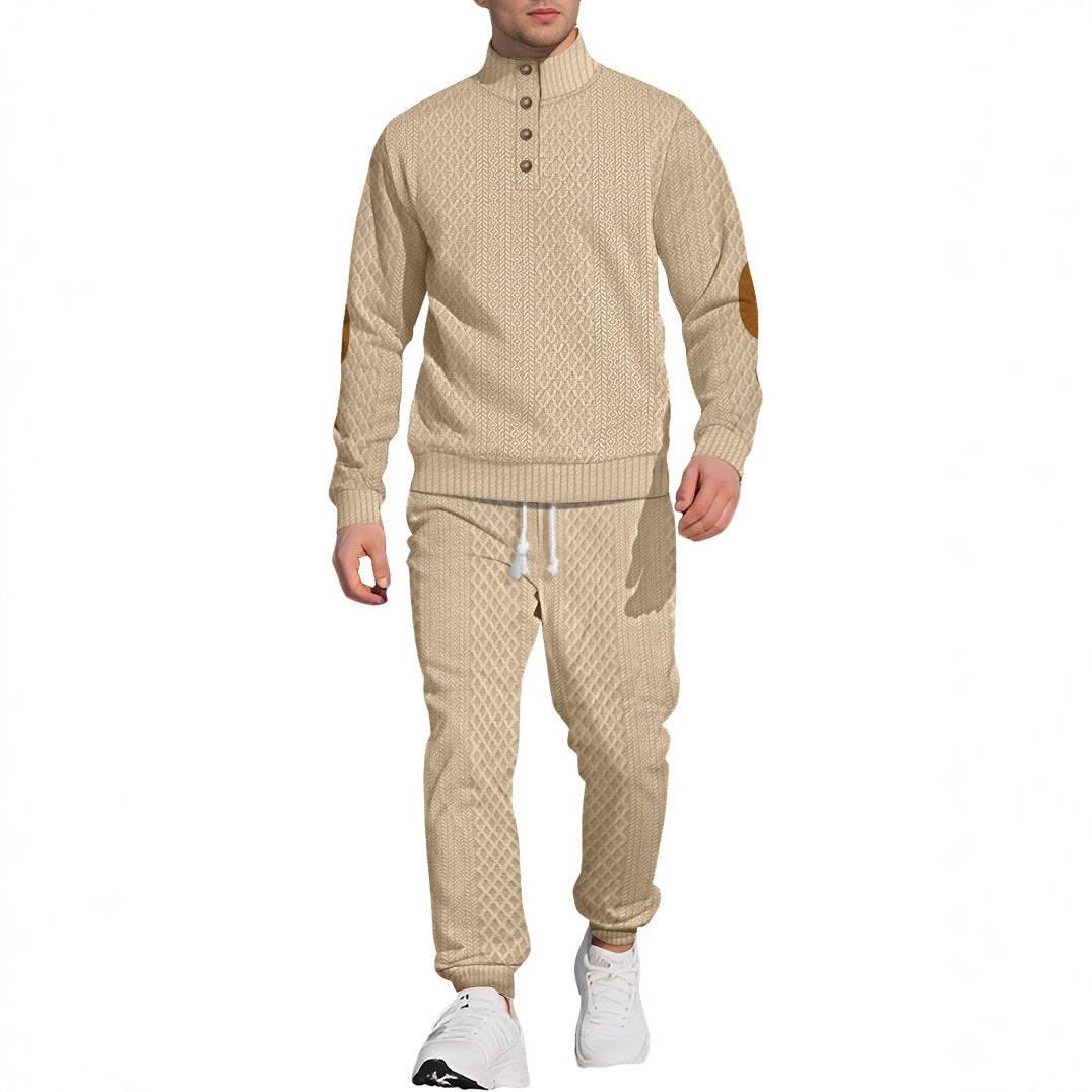 Men's Stand Collar Sports Suit - Light Gray Long Sleeve Outdoor Set Multiple Sizes