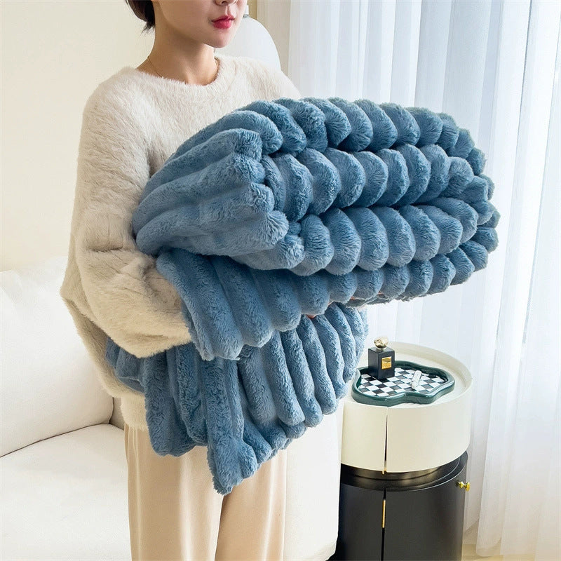 Luxury Double-Sided Velvet Blanket - Ultra Soft Rabbit Fur Throw
