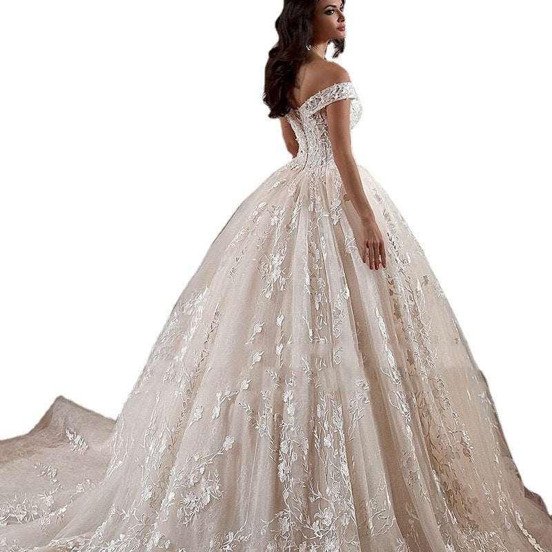 Women's French Mori Off-Shoulder Wedding Dress – Simple Elegant Bridal Gown with Straps | White | US 2–16 & 14W–26W
