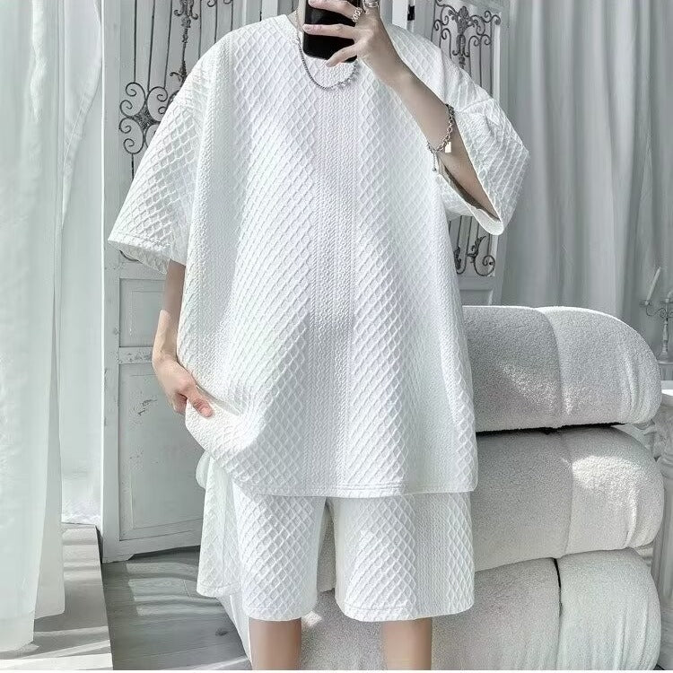 Men's Summer Diamond Lattice Leisure Sports Suit