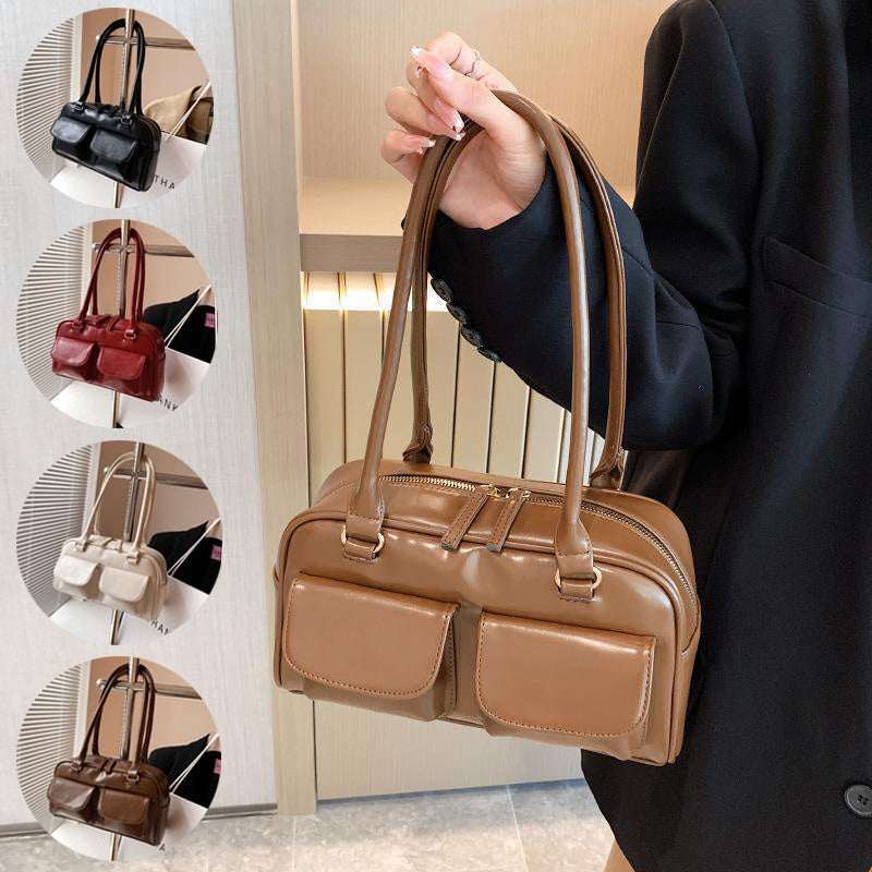 Multi-Pocket Square Shoulder Bag - Women's Versatile Underarm Handbag